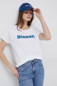 Bavlněné tričko Blauer bílá