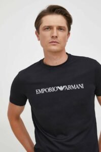 Bavlněné tričko Emporio Armani tmavomodrá barva