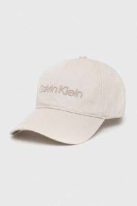 Bavlněná baseballová čepice Calvin Klein šedá