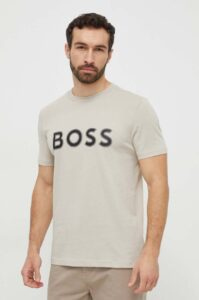 Bavlněné tričko Boss Green béžová