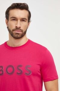Bavlněné tričko Boss Green růžová