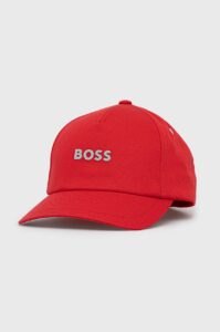 Bavlněná čepice BOSS Boss Casual červená