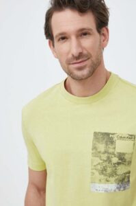 Bavlněné tričko Calvin Klein žlutá