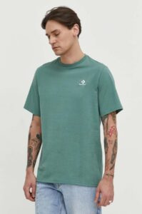 Bavlněné tričko Converse zelená