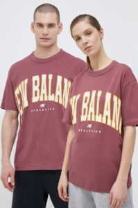 Bavlněné tričko New Balance růžová