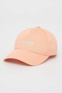 Bavlněná baseballová čepice HUGO oranžová