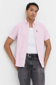 Bavlněná košile Superdry růžová barva