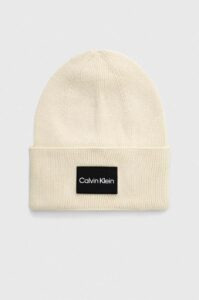 Bavlněná čepice Calvin Klein béžová barva