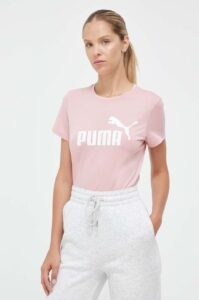 Bavlněné tričko Puma růžová