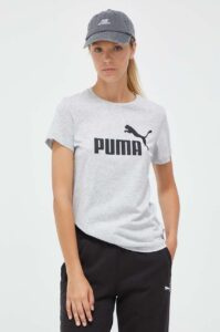 Bavlněné tričko Puma šedá