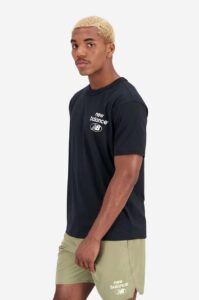 Bavlněné tričko New Balance černá barva