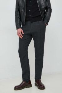 Plátěné kalhoty Emporio Armani černá