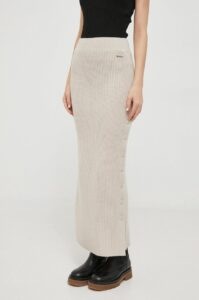 Vlněná sukně Calvin Klein béžová