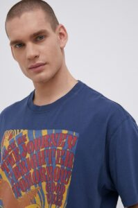 Bavlněné tričko Wrangler tmavomodrá barva