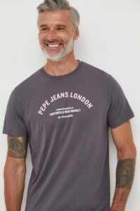 Bavlněné tričko Pepe Jeans Waddon šedá