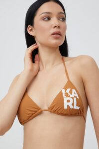 Plavková podprsenka Karl Lagerfeld hnědá barva