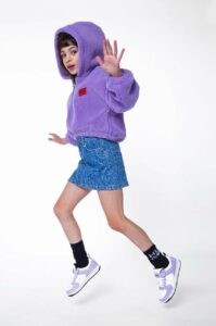 Dětská mikina HUGO fialová barva
