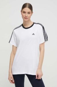 Bavlněné tričko adidas H10201 bílá