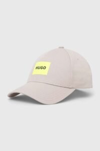 Bavlněná baseballová čepice HUGO šedá