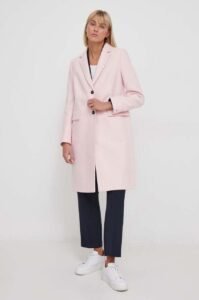 Vlněný kabát Tommy Hilfiger růžová