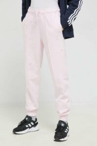 Bavlněné tepláky adidas růžová barva