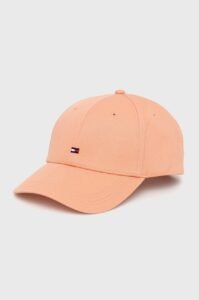 Bavlněná čepice Tommy Hilfiger oranžová