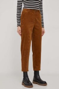 Manšestrové kalhoty Sisley hnědá barva