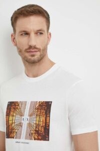 Bavlněné tričko Armani Exchange bílá barva