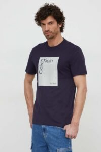Bavlněné tričko Calvin Klein tmavomodrá