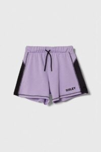 Dětské bavlněné šortky Sisley fialová barva