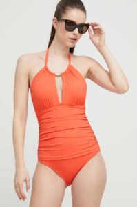 Jednodílné plavky Lauren Ralph Lauren oranžová barva
