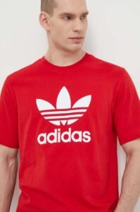 Bavlněné tričko adidas Originals Trefoil červená