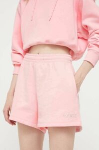 Bavlněné šortky Rotate růžová barva