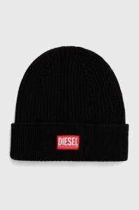 Vlněná čepice Diesel černá barva
