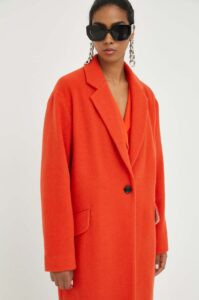 Kabát s příměsí vlny BOSS oranžová