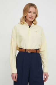 Bavlněná košile Polo Ralph Lauren žlutá barva