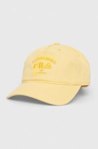 Bavlněná baseballová čepice Fila žlutá