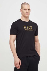 Bavlněné tričko EA7 Emporio Armani černá