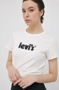 Bavlněné tričko Levi's bílá