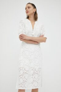 Bavlněné šaty Bruuns Bazaar bílá