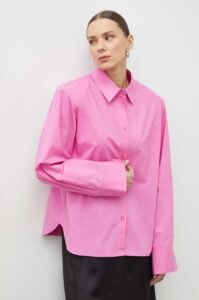 Bavlněná košile Gestuz růžová barva