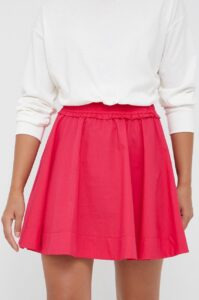 Bavlněná sukně Sisley růžová barva