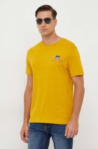 Bavlněné tričko Gant žlutá barva