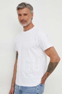 Bavlněné tričko Guess bílá barva