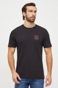 Bavlněné tričko HUGO 2-pack černá