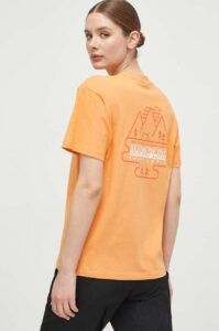 Bavlněné tričko Napapijri S-Faber oranžová