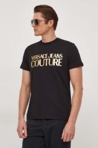 Bavlněné tričko Versace Jeans Couture černá barva