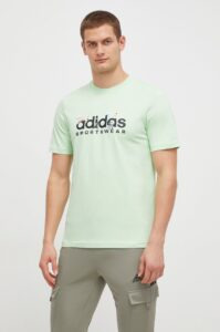 Bavlněné tričko adidas zelená barva