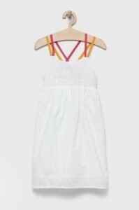 Dětské bavlněné šaty Sisley bílá