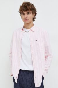 Košile Tommy Jeans růžová barva